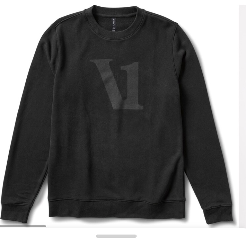 Vuori Men Encinitas Crew Sweatshirt V Logo Black Sz S